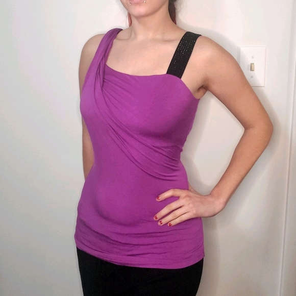 MISS ME Jean Brand Purple Asymmetric Tank Top - Picture 6 of 12